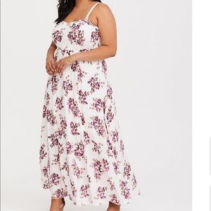 Ivory floral maxi challis dress